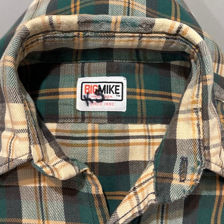 80s　BIG MIKE　L/S ネルシャツ　ビッグマイク　チェックシャツ　(S5398)