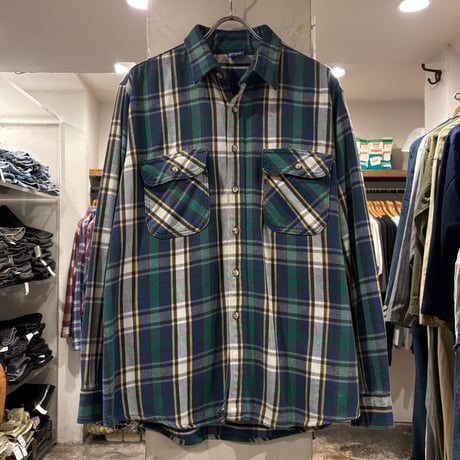 80s　MIGHTY MAC　L/S ネルシャツ　Size L　マイティ マック　コットンシャツ　(S4877)