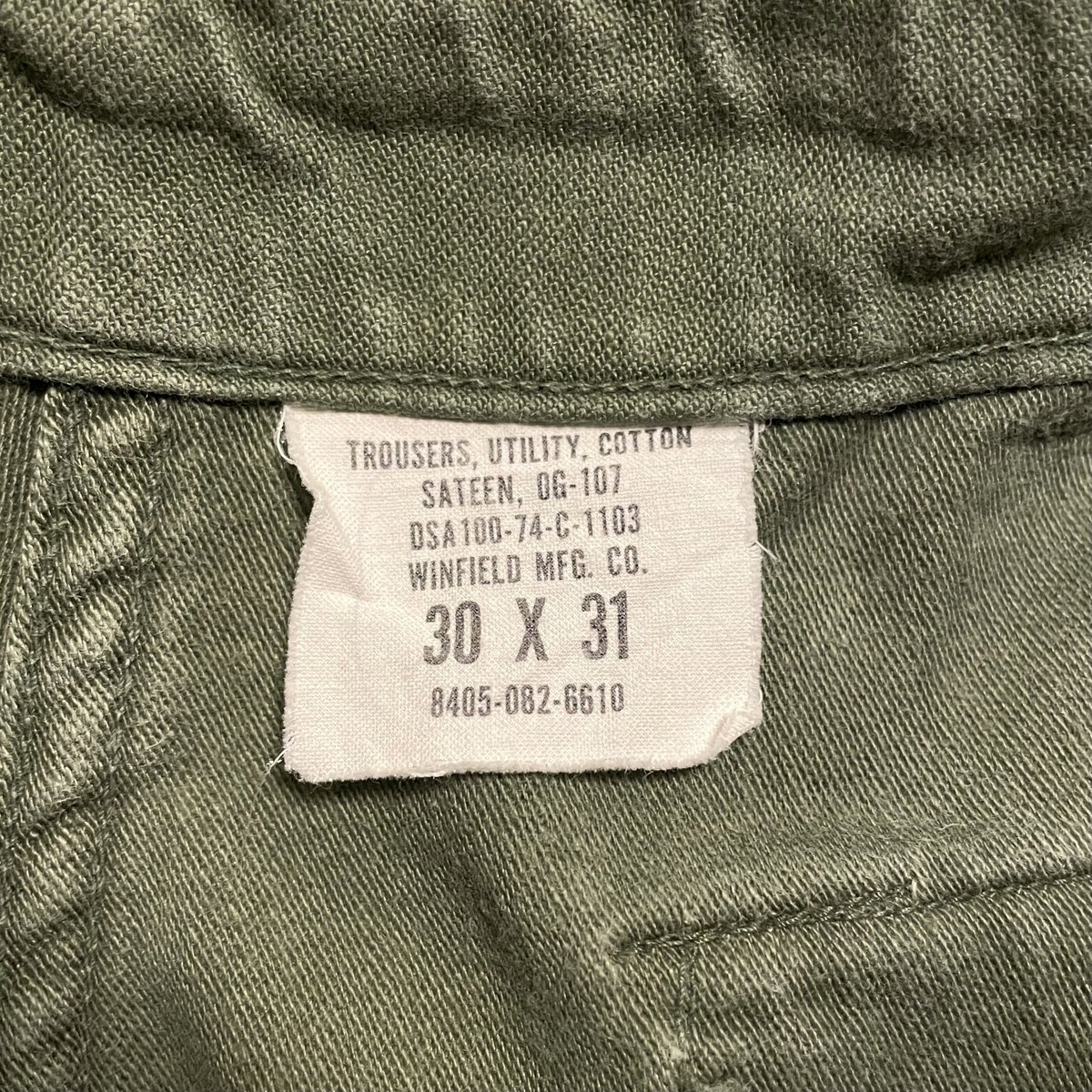 ソ*タ様 米軍実物 ベイカーパンツ 70s 30 X 33 ファティーグ OG1 70s US ARMY ベイカーパンツ 30×28 ミリタリーパンツ OG 107 COTTO