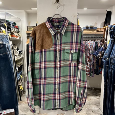 POLO RALPH LAUREN　L/Sチェックネルシャツ　ラルフローレン　チェック柄　ショルダーパッチ　(S3298)