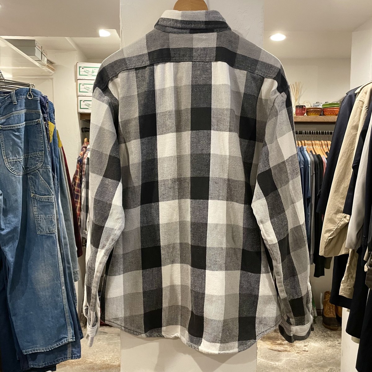 FIVE BROTHER 70s 黒x白 チェック柄 フランネルシャツ USA製 FIVE BROTHER 70s 黒x白 チェック柄 フランネルシャツ USA製