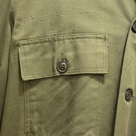 60s　TEXAS STATE GUARD　テキサス州防衛隊　ユーティリティシャツ　Size MEDIUM　DEADSTOCK　筒袖　ミリタリーシャツ　(S5363)