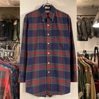 80s　L.L.Bean　L/S ボタンダウンシャツ　チェック柄　USA製　エルエルビーン　チェックシャツ　コットンシャツ　(S2841)