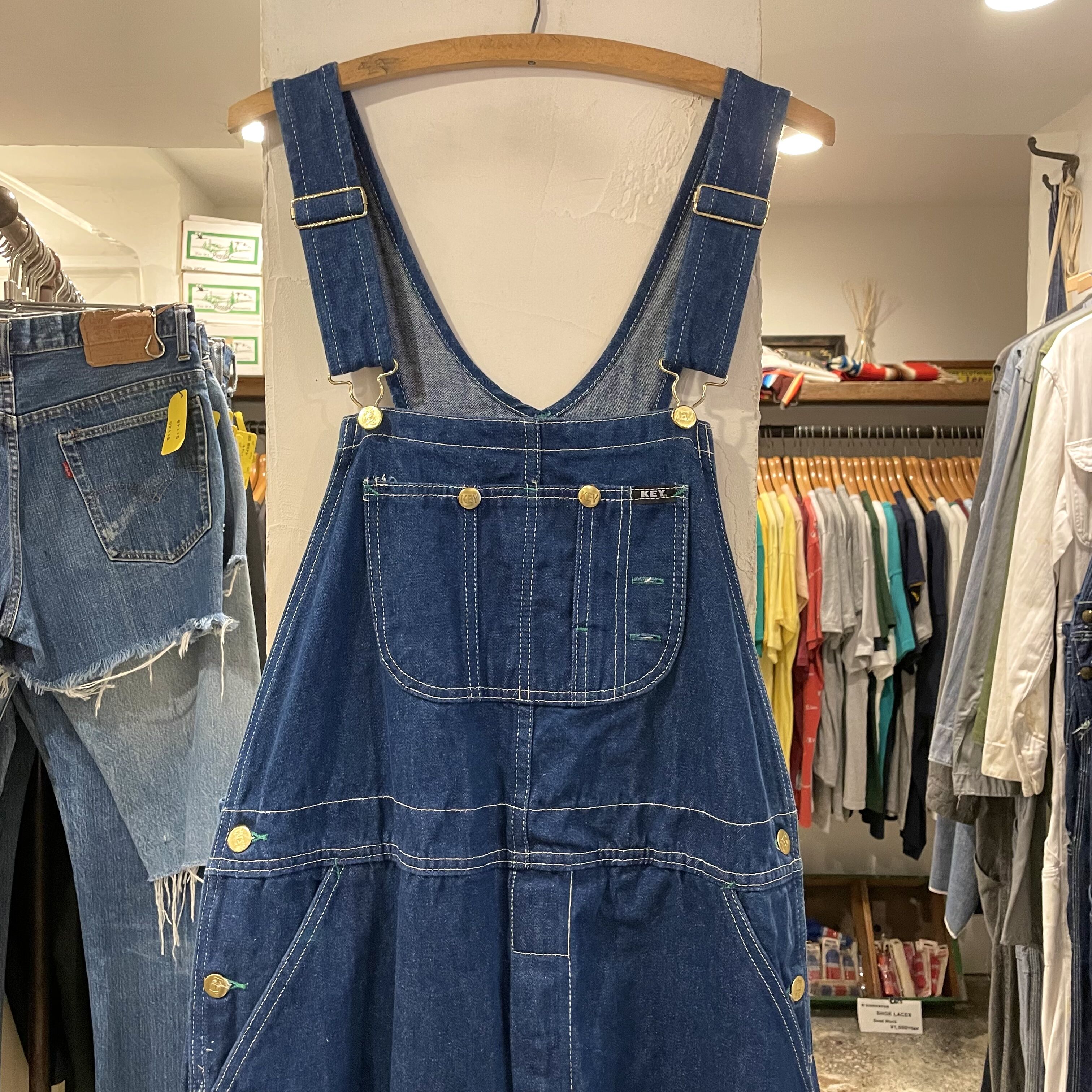 90s〜 KEY デニムオーバーオール 濃紺デニム overalls キー 90年代 (134