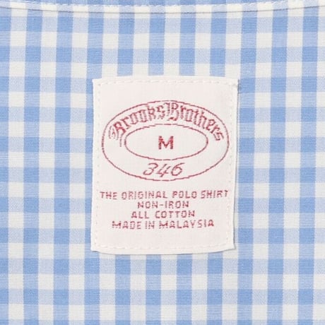 Brooks Brothers 346　ギンガムチェック　コットンシャツ　白ｘ水色　ボタンダウンシャツ　ブルックスブラザーズ　(Y0041)