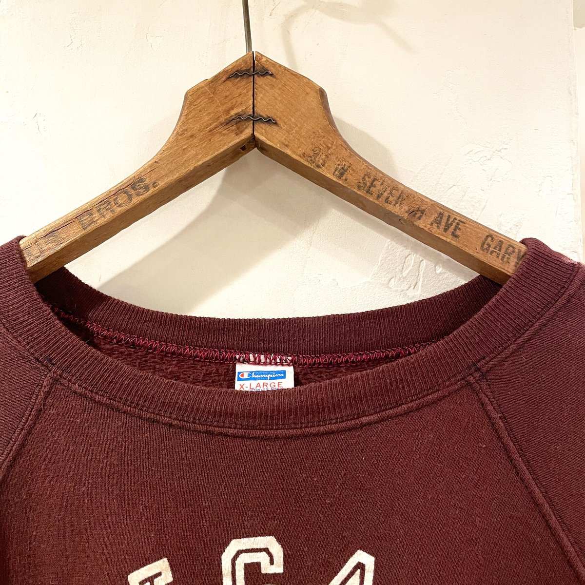 Champion Vintage Sweat 70s USA製 バータグ フロッキープリント 