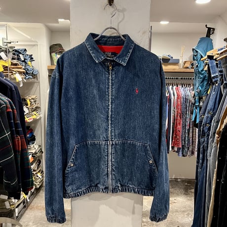 90s　Polo Ralph Lauren　スウィングトップ　ラルフローレン　デニム地　L　USA製　(S2870)