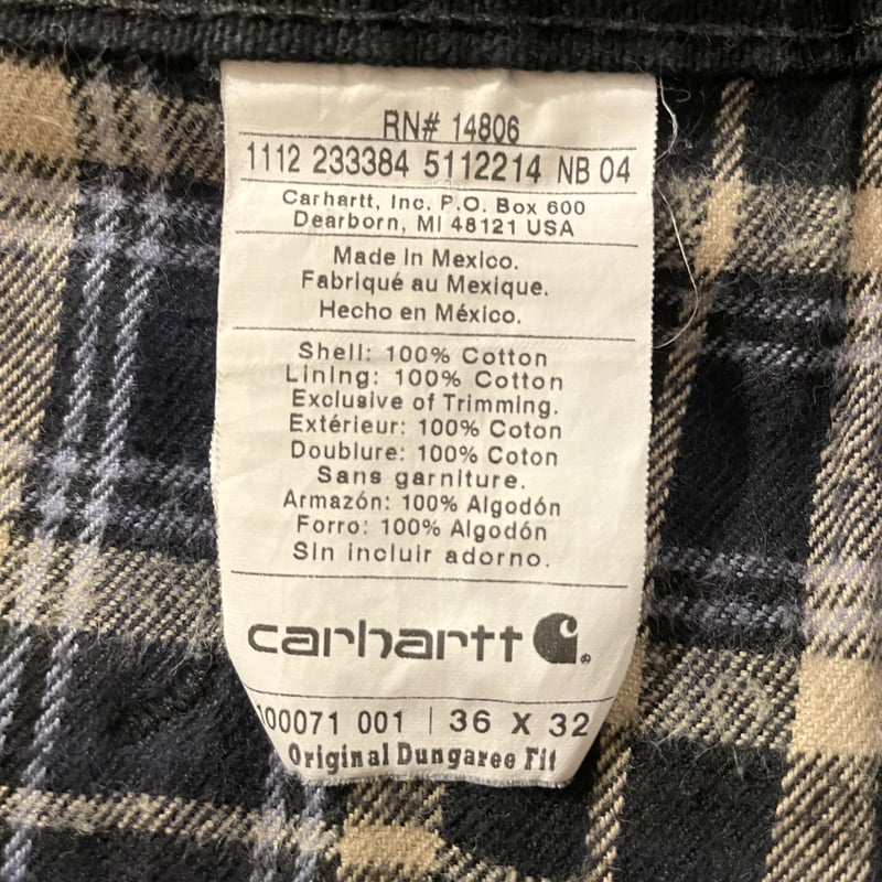 Carhartt ダック地 ペインターパンツ ダブルニー ブラック 裏地ネル