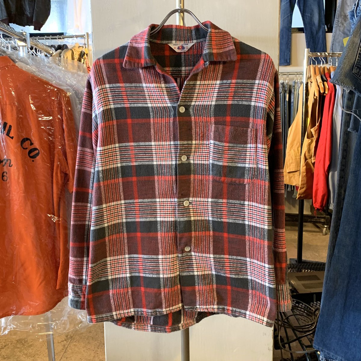 50s TOPKIS プリントネルシャツ オープンカラー ヴィンテージ プリネル