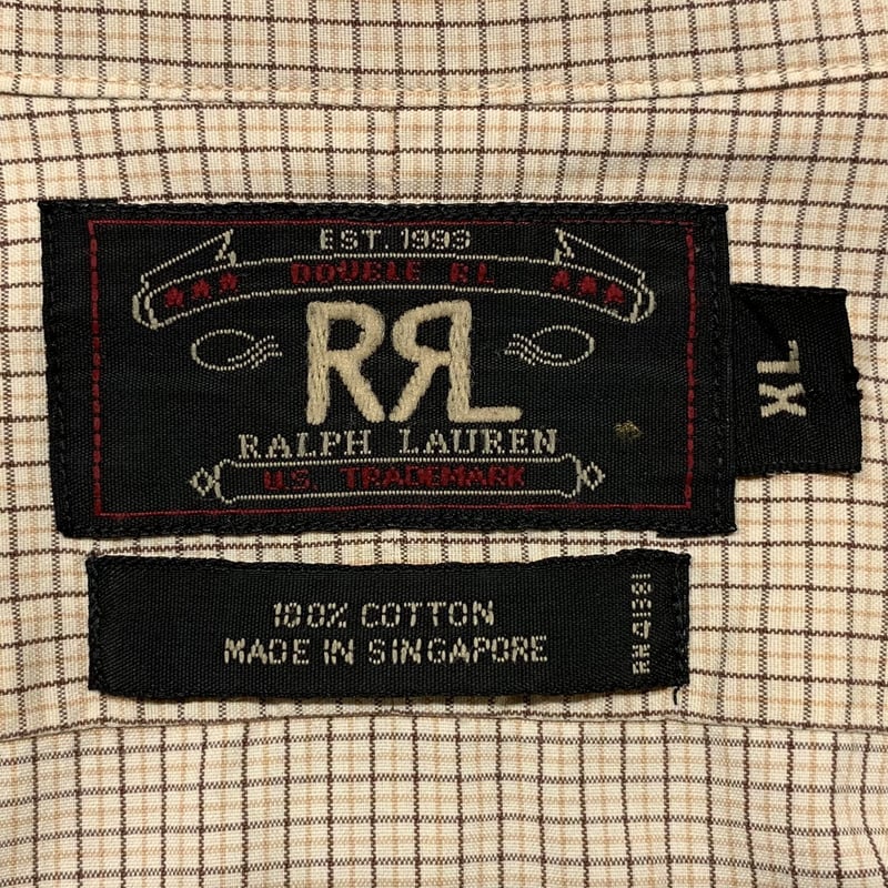 90s RRL L/Sチェックシャツ ダブルアールエル Ralph Lauren 