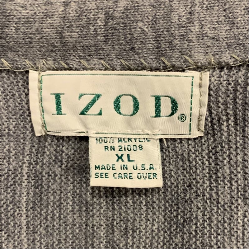 IZOD アクリルカーディガン アイゾッド USA製 グレー XL (S3529 IZOD アクリルカーディガン アイゾッド USA製 グレー XL (S3529