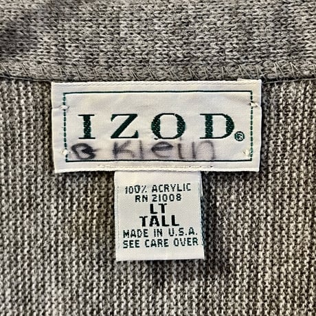 IZOD　アクリルカーディガン　アイゾッド　USA製　グレー　(S3538)