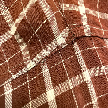 40s　Brookville　L/S Vintage Rayon Shirt　ヴィンテージ レーヨンシャツ　Size M　ボックスシャツ　オープンカラー　(S4053)