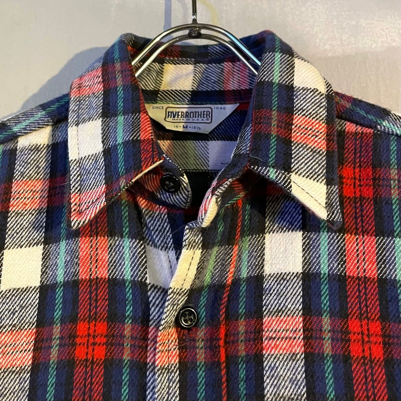 L 良品 USA製 70s 80s 好配色 FIVE BROTHER ネルシャツ 【公式通販】