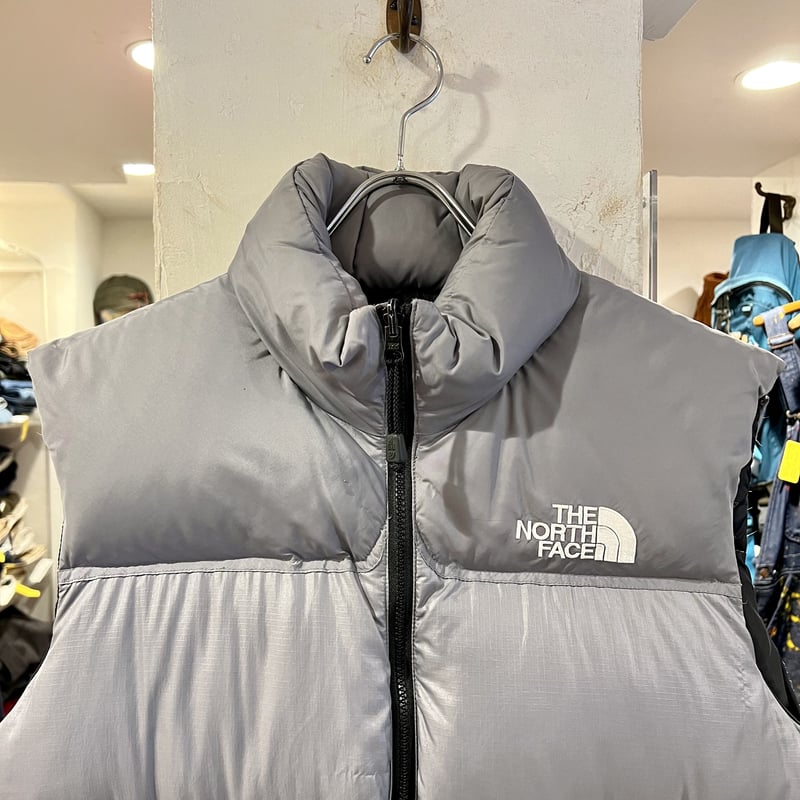 THE NORTH FACE ヌプシダウンベスト ノースフェイス グレー フード付き 