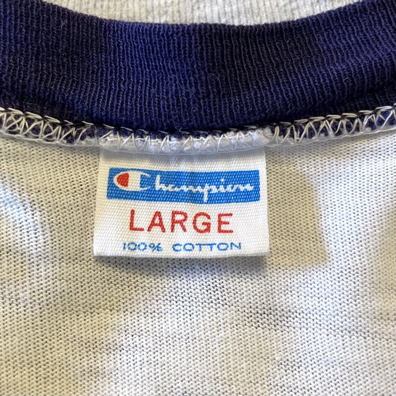 70s USA製 バータグ チャンピオン 7分袖 Tシャツ 染み込みプリント 70s USA製 バータグ チャンピオン 7分袖 Tシャツ 染み込みプリント