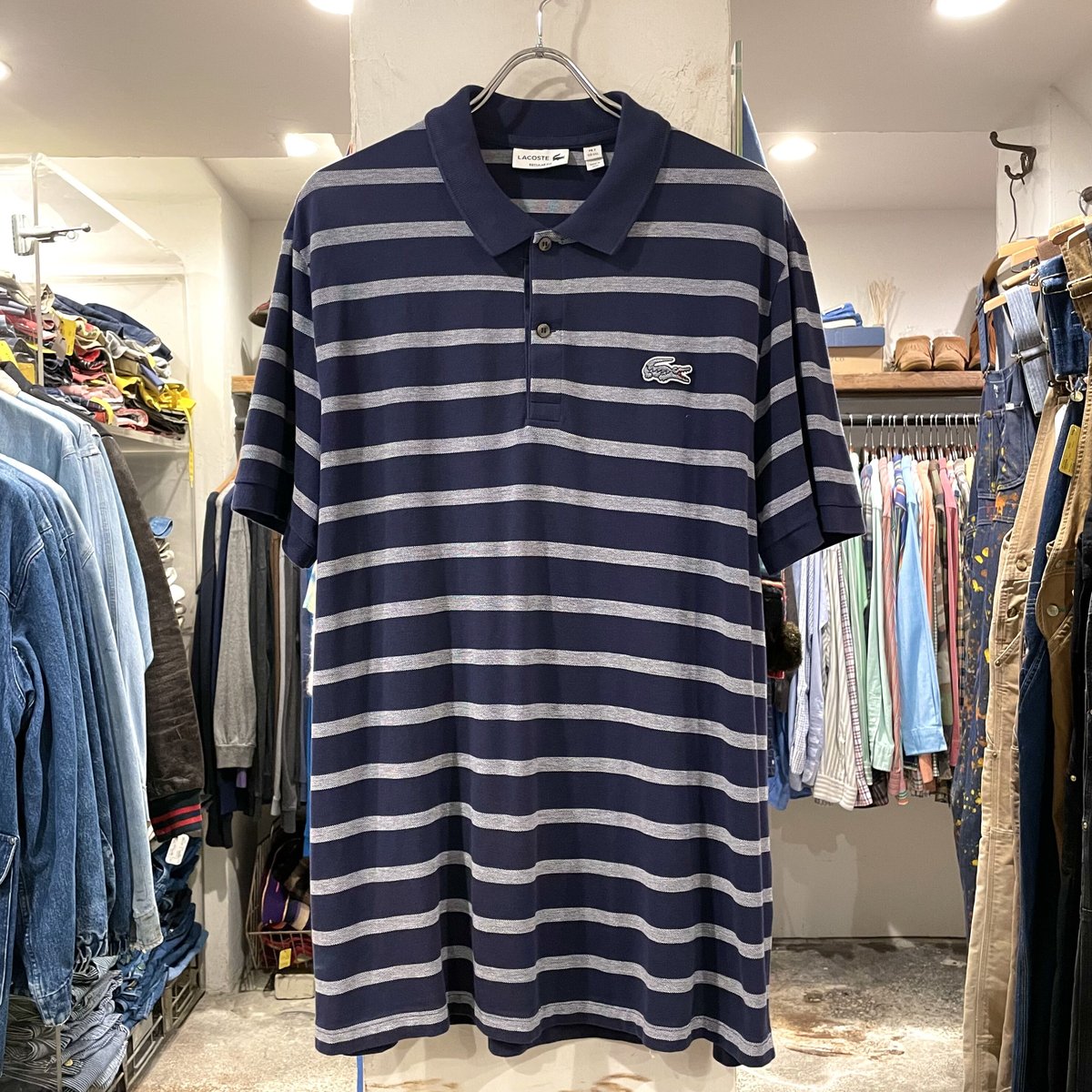 LACOSTE ショートスリーブポロシャツ ボーダー柄 ラコステ ワン