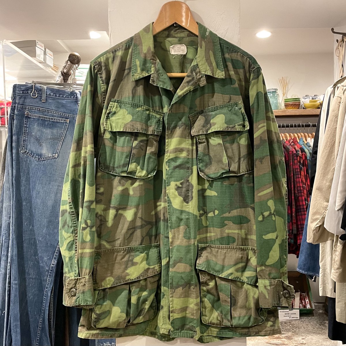 ジャングルファティーグ　グリーンリーフ69年 SMALL LONG 1969年 米軍 実物 USMC 海兵隊 ERDL グリーンリーフ