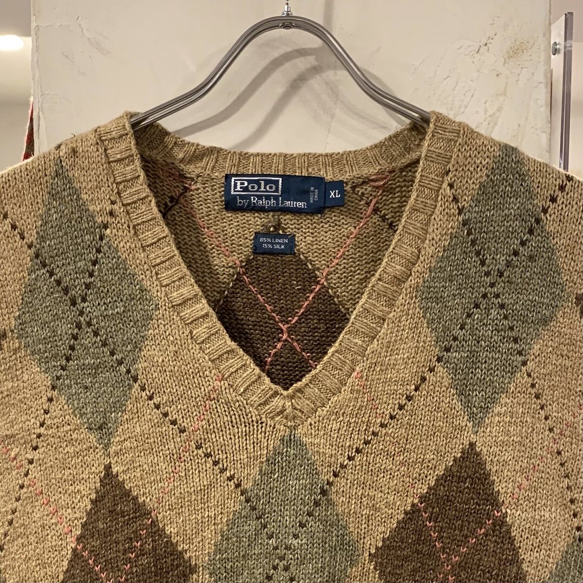 POLO by Ralph Lauren リネン×シルク ニットベスト アーガイル POLO by Ralph Lauren リネン×シルク ニットベスト アーガイル