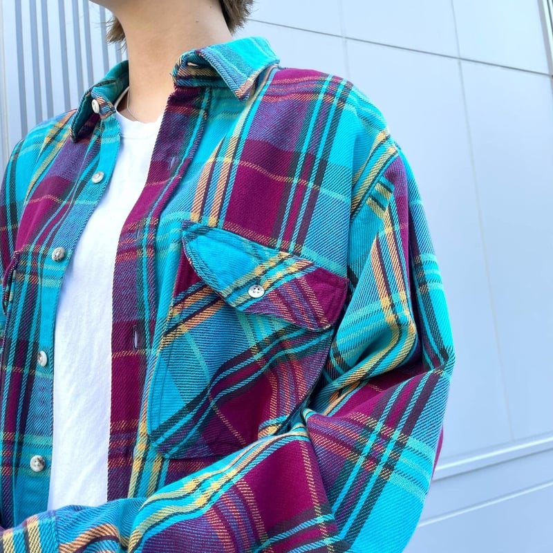 80s 90s FIVEBROTHER ファイブブラザー ネルシャツ チェック 80s 90s FIVEBROTHER ファイブブラザー ネルシャツ チェック