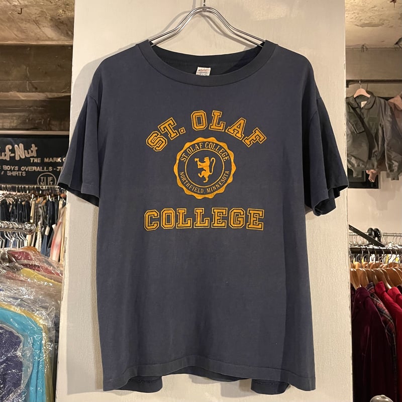 80s Champion S/S カレッジTシャツ 3段 フロッキープリント ST 80s Champion S/S カレッジTシャツ 3段 フロッキープリント ST