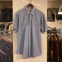 60s　WASHINGTON DEE CEE　シャンブレーシャツ　ショートスリーブ　ウエスタンシャツ　PERMANENT PRESS　USA製　(S2249)