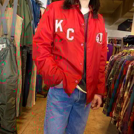 70s　PIa-Jac　コーチジャケット　インディアンヘッド　USA製　赤　(S1955)