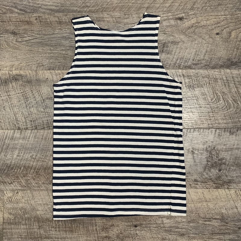 マリンボーダー タンクトップ 白x紺 新品 | DUFF