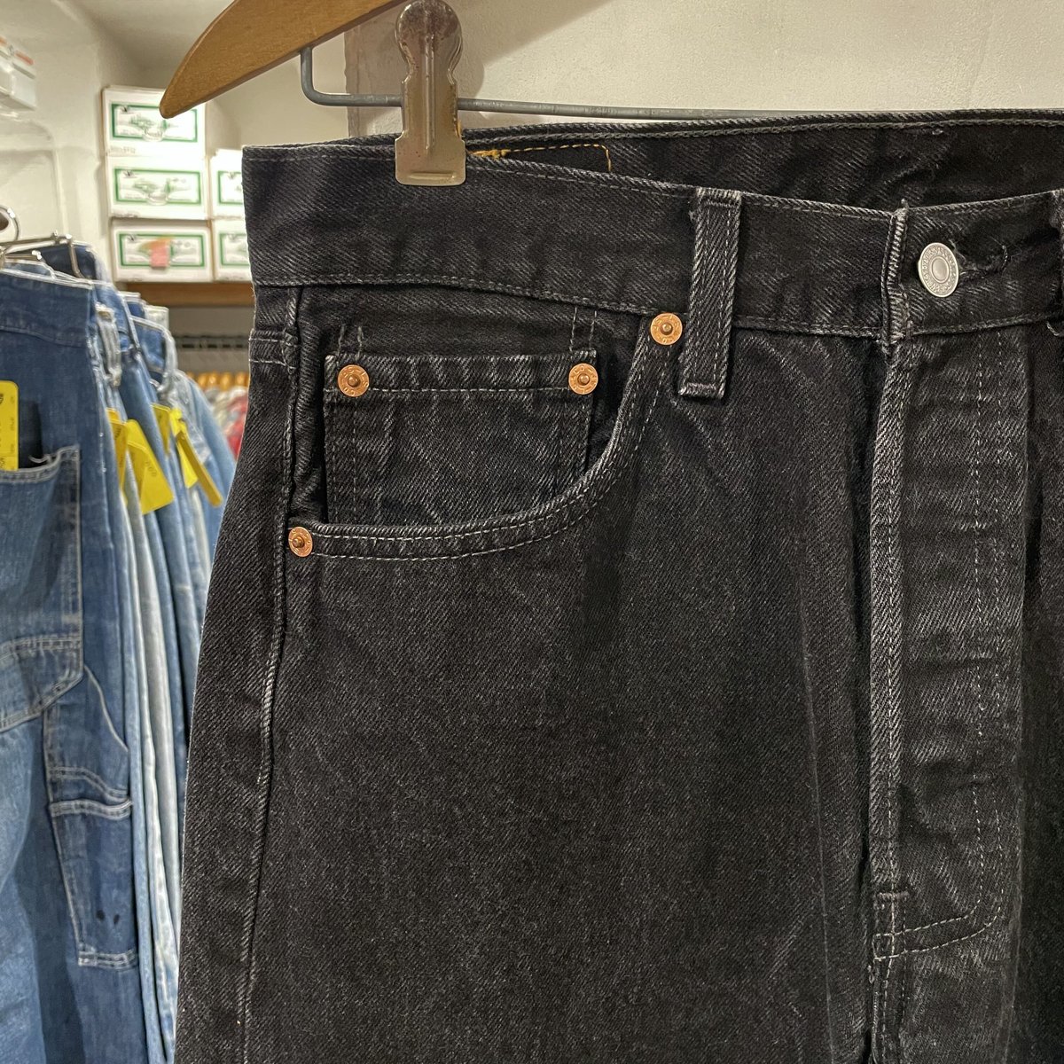 Levi's 501 90年代 後染めブラックデニム ボタン裏522 USA製 1996年 リ...