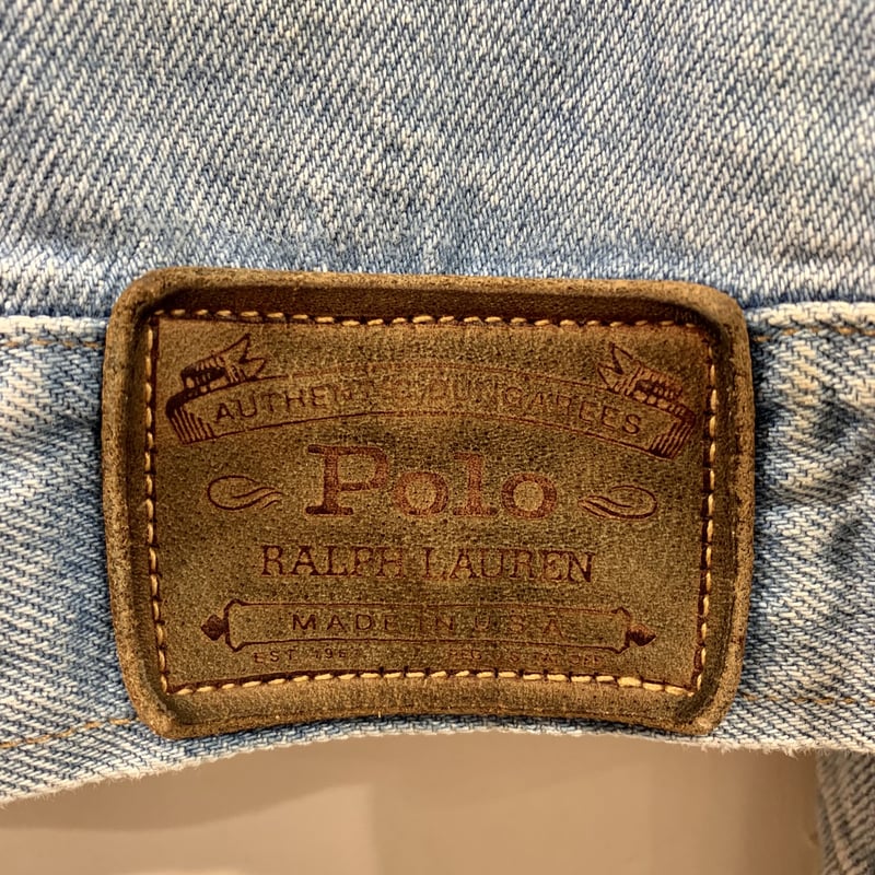 80s Polo Ralph Lauren 白タグ 短丈デニムusa製 80s POLO RALPH LAUREN L/S デニムシャツ 白タグ ラルフローレン (S