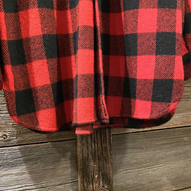 Sears 60s USA製 ウールシャツ マチ付き バッファローチェック 赤x黒