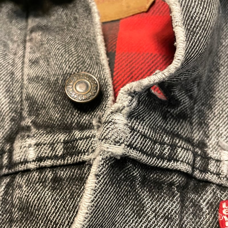 90s Levi's 70417 4858 ブラック デニムジャケット ネルライナー USA製