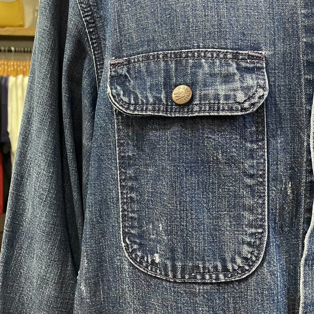 60s Madewell デニムカバーオール 襟コーデュロイ ワーク