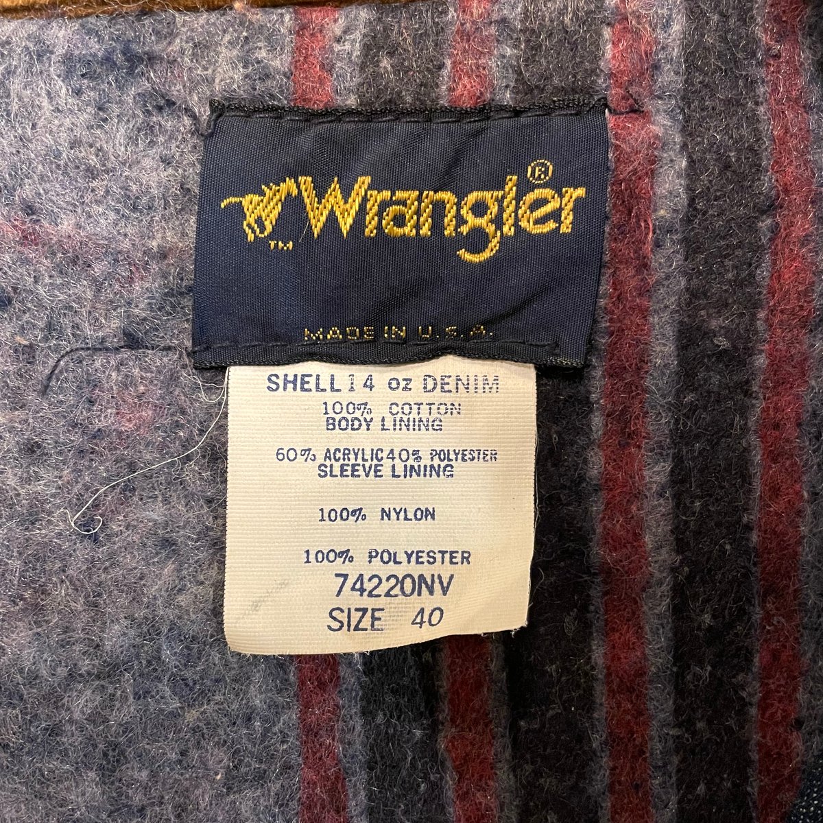 80年代後期]Wrangler 74220NV デニムジャケット ブランケット