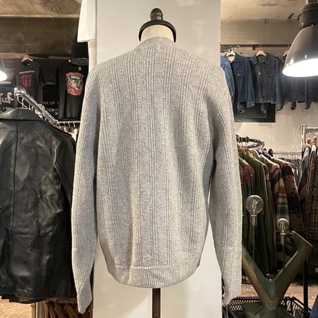 70s　PURITAN　ウール × アクリル カーディガン　USA製　グレー　SPORTSWEAR　デザインカーディガン　(S3438)