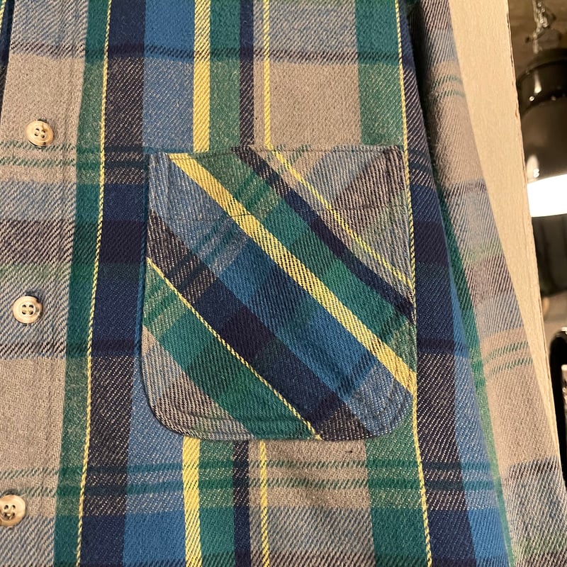 80s ST JOHN'S BAY L/S ネルシャツ USA製 Size L コットンシャツ