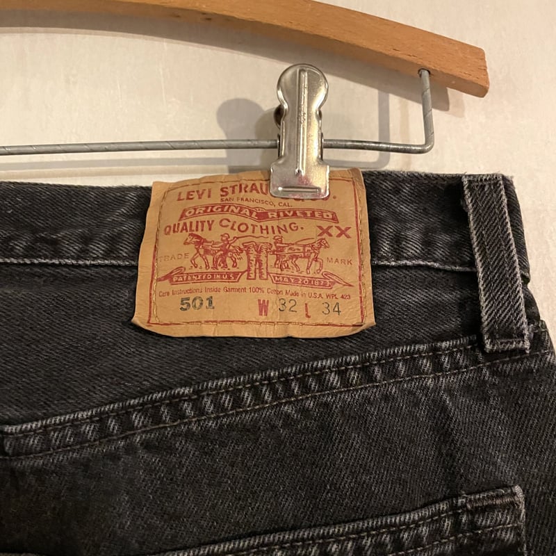 90s Levi's 501 0660 後染め ブラックデニム パンツ 31×34 USA製