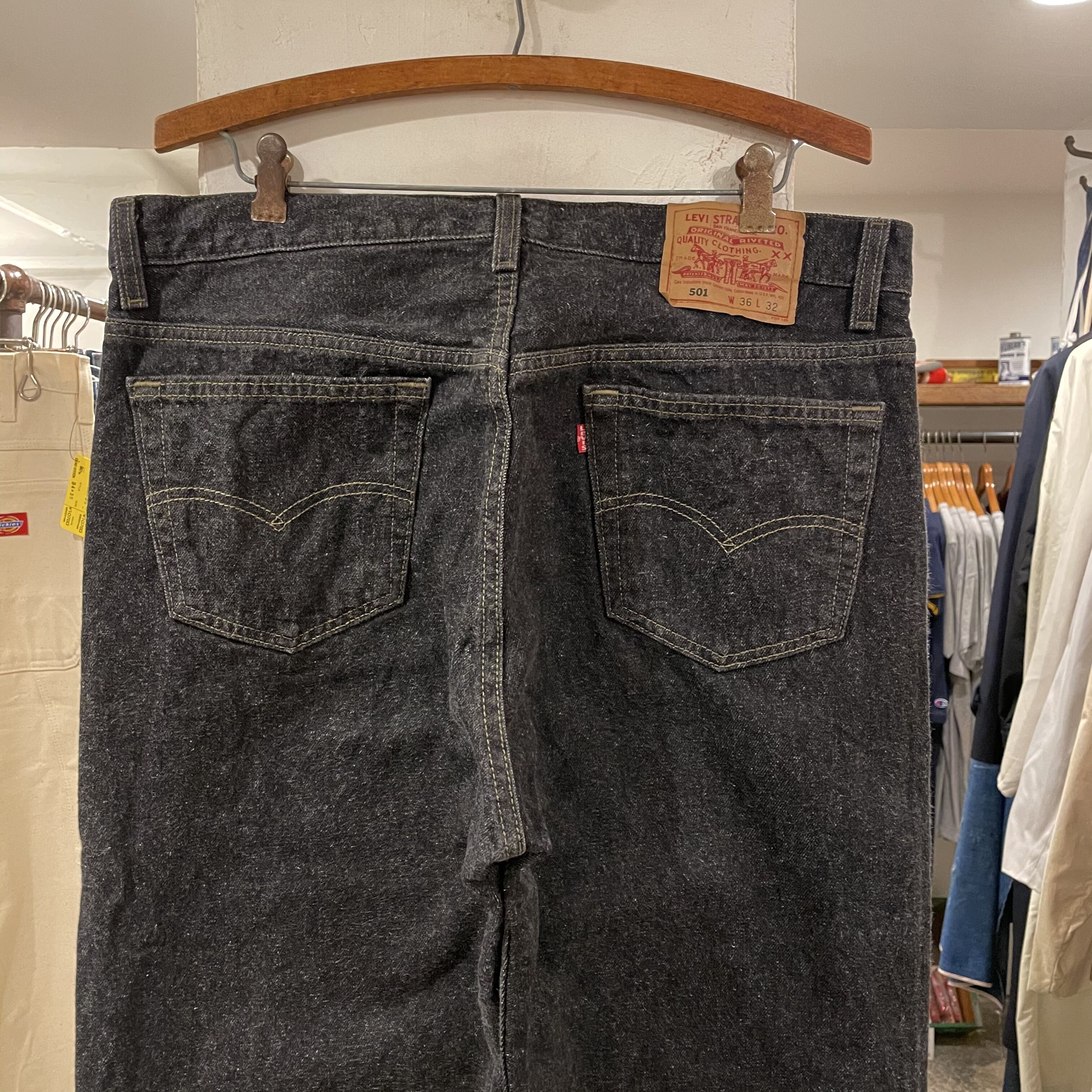 Levi's 501 90年代リーバイス 501 先染めブラックデニムパンツ ボタン