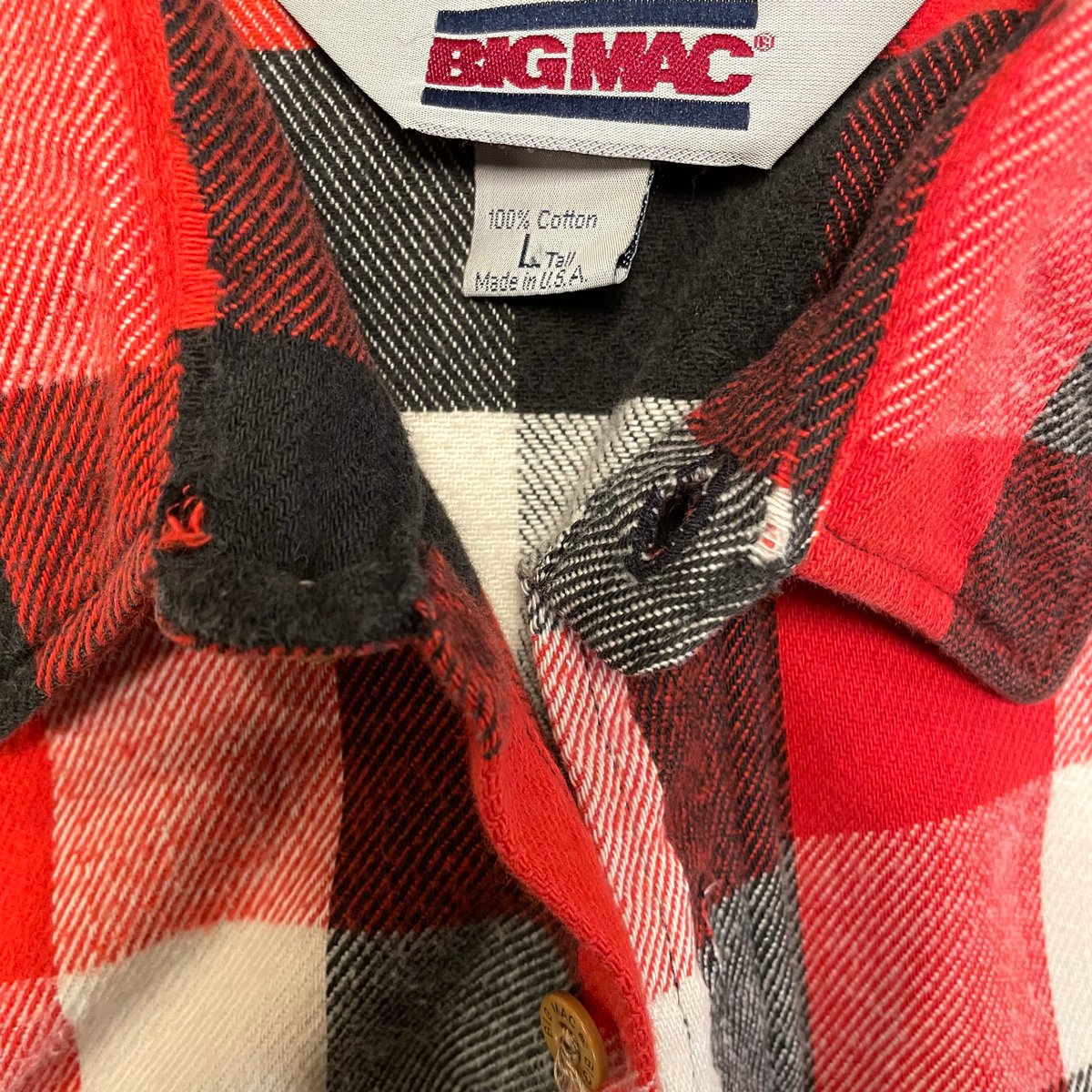 80s BIG MAC L/S ネルシャツ USA製 Size L ビッグマック (S4613