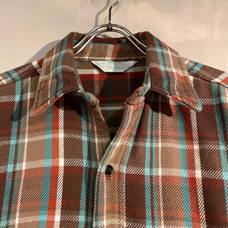 70s ARCTIC L/S ネルシャツ USA製 Size M コットンシャツ (S4432