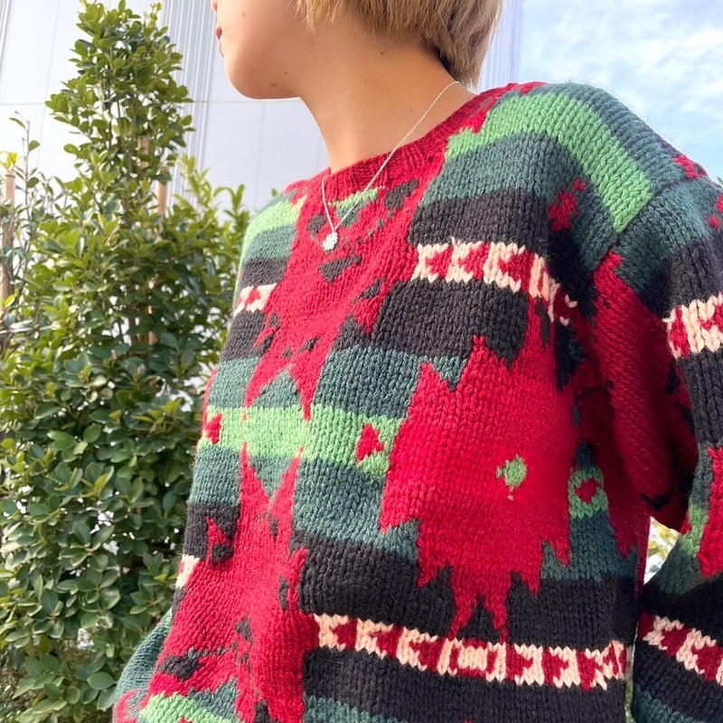 90's Polo Ralph Lauren ネイティブ柄 ニットセーター 90s POLO by Ralph Lauren ウールセーター ネイティブ柄 ラルフローレン