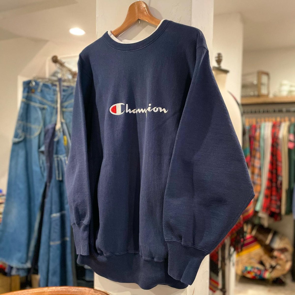 Champion REVERSE WEAVE スウェット サイズM 二重襟 Champion Reverse Weave 2重襟 90s USA製 リバーススウェット 紺