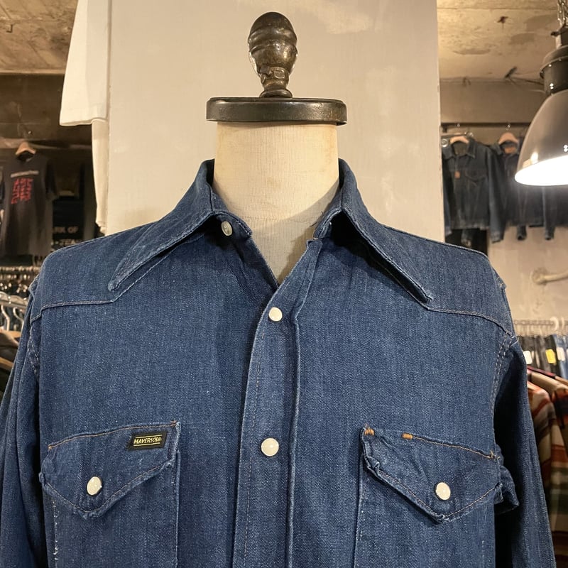 70s ビンテージ　MAVERICK デニムシャツ　マーベリック　USA製 70s MAVERICK デニムジャケット USA製 Size 46 マーベリック