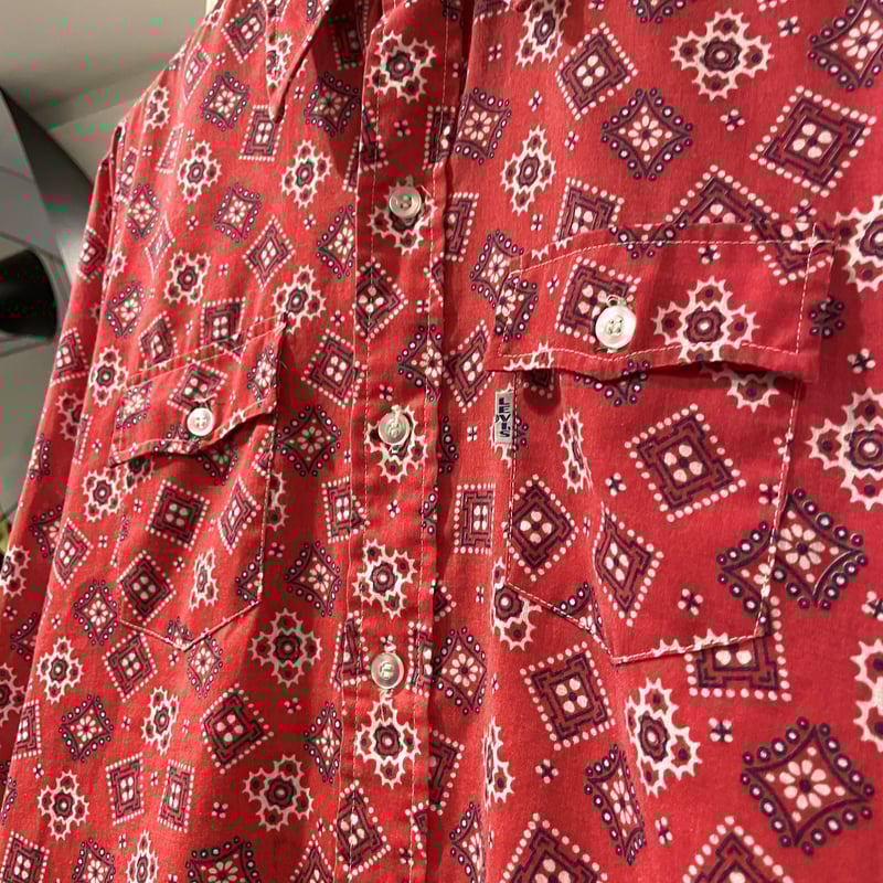 Levi's バンダナ柄シャツ BigE サドルマン USA製 70s （S0876