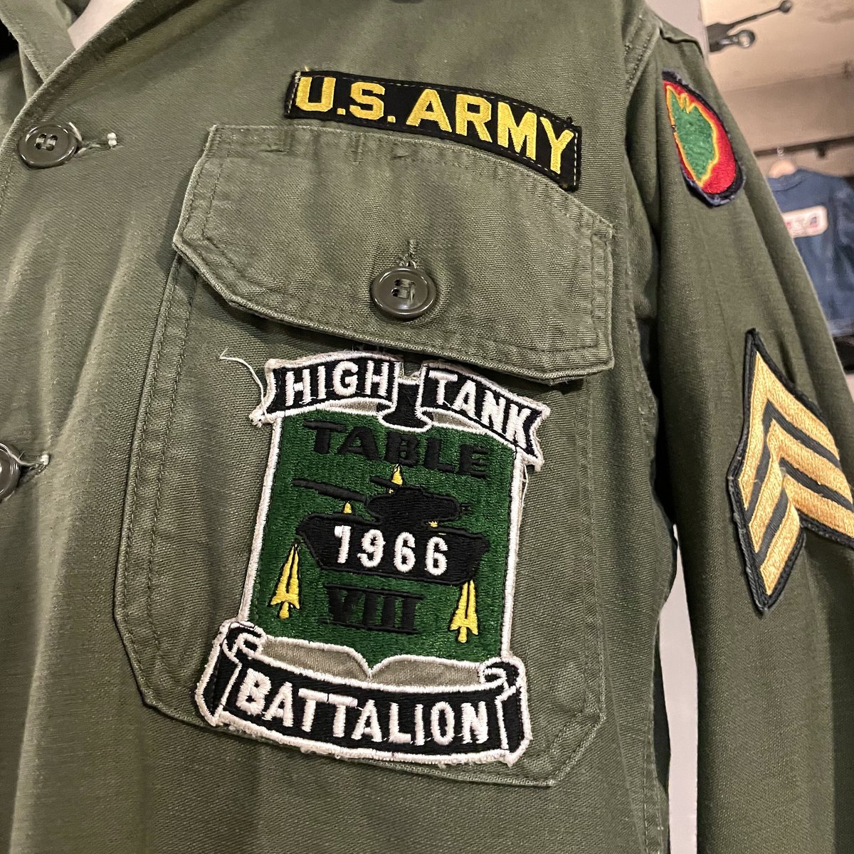 60s US ARMY ユーティリティシャツ 筒袖 OG 107 COTTON SATTEN
