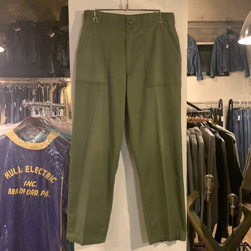 80s ベイカーパンツ vintage 100%コットン USED-22】80s US ARMY MILITARY OG-107 UTILITY PANTS OLIVE W36xL30