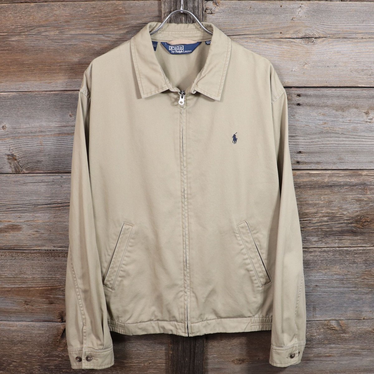 ポロラルフローレン ワンポイントスイングトップ (ベージュ/Ｌ) 22 90s〜00s OLD POLO Ralph Lauren オールド ポロ ラルフ