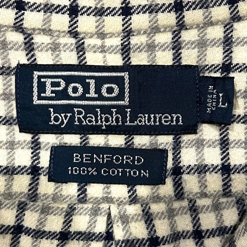 好配色 90s ラルフローレン BENFORD 長袖 ネルシャツ ブラック XL 好配色 90s ラルフローレン BENFORD ネルシャツ ブラック グレー