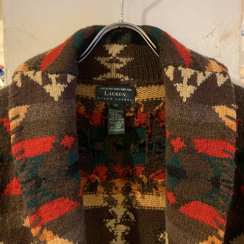 LAUREN Ralph Lauren ネイティブ柄 ショールカラーニット LAUREN Ralph Lauren ネイティブ柄 ショールカラーニット