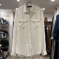 Polo by Ralph Lauren　L/S リネンシャツ　Size L　ラルフローレン　ホワイト　(S5665)